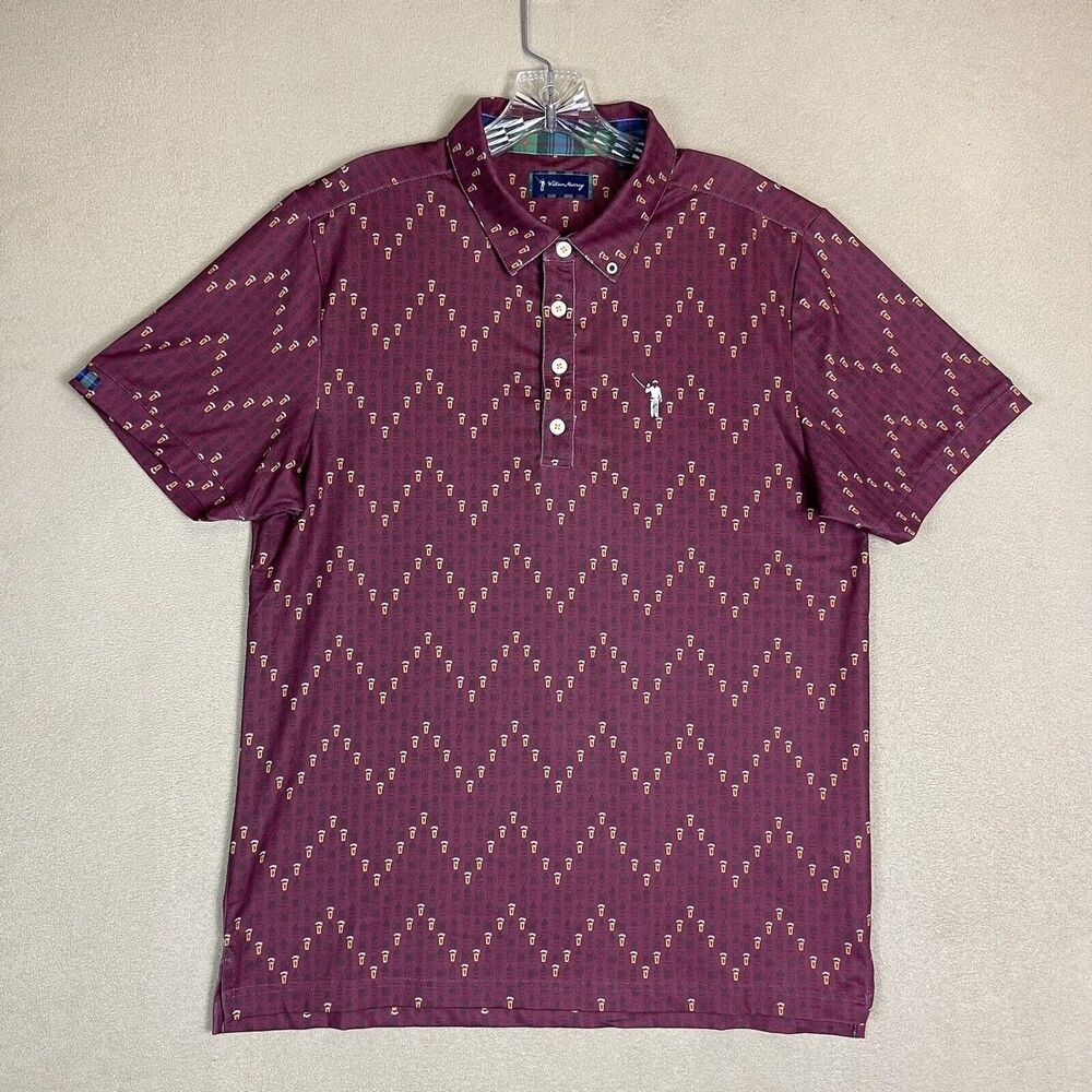 William Murray Polo‎ Shirt Mens Medium Burgundy Red Golf Performance Party Beer
